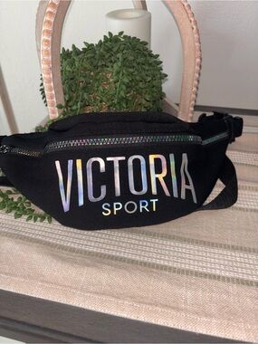 Victoria Secret sport Black Holographic Logo Belt Bag